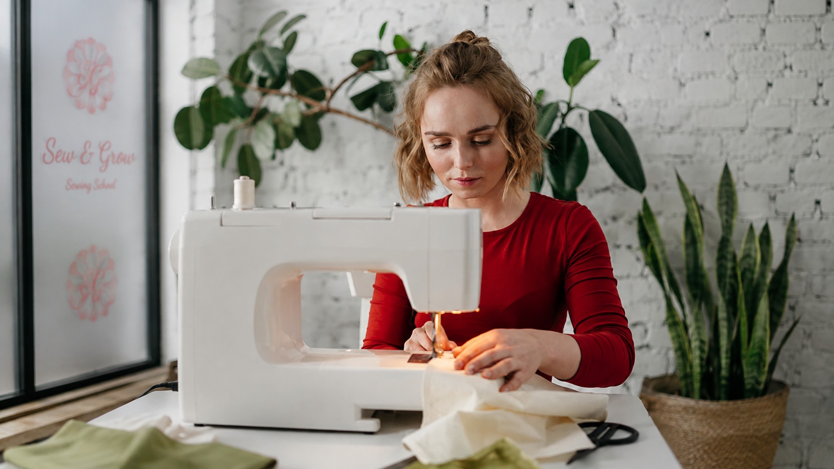 A confident sewer enjoying an independent craft career