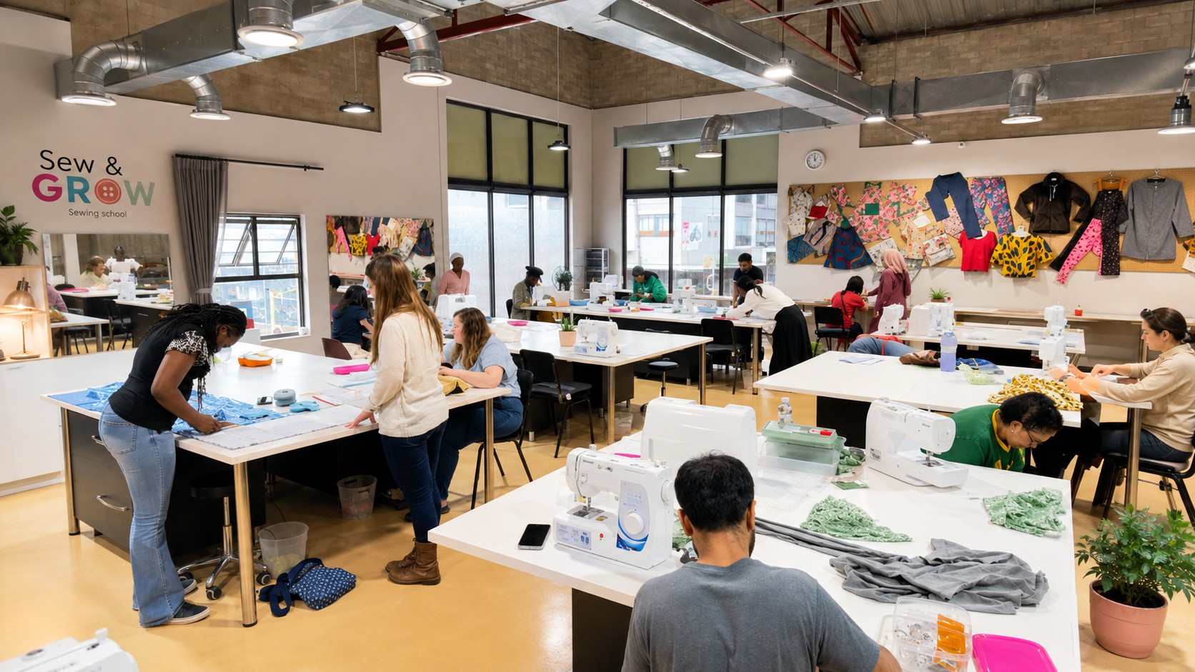 A full-time class mid-session, every station busy