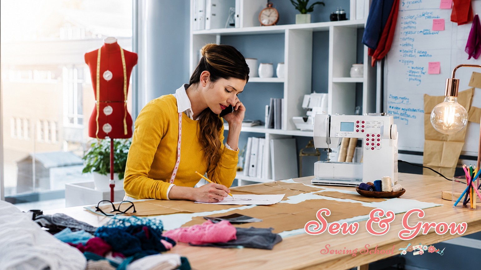 A qualified seamstress at work in the studio