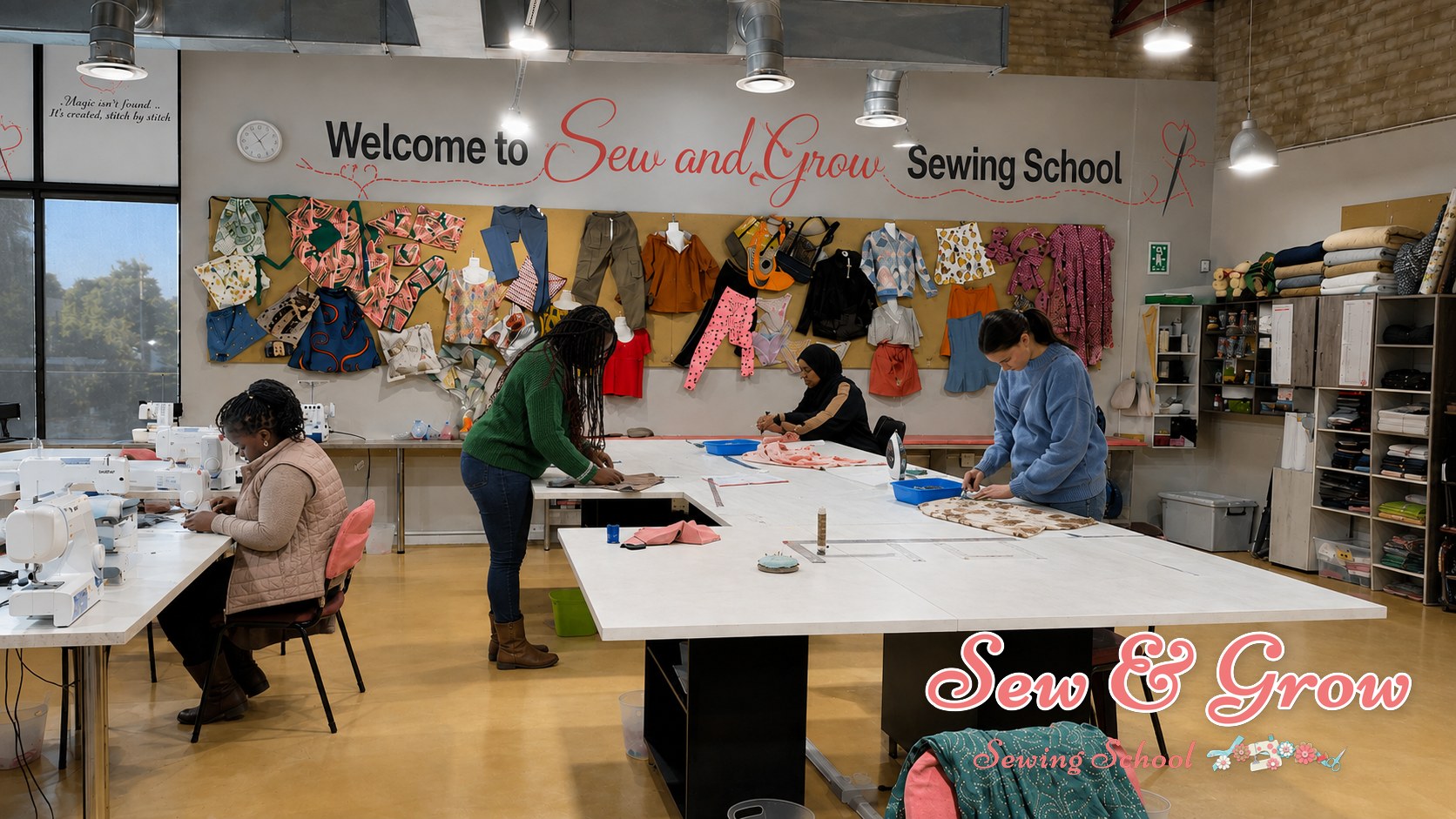 An adult enjoying a relaxed part-time sewing class