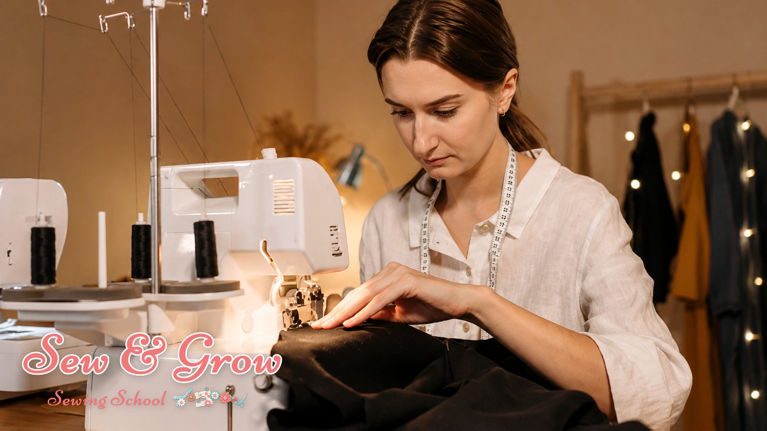 A skilled machine operator at work in a clothing workroom